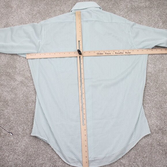 VTG Sears Perma-Prest Dress Shirt Mens 16 1/2, 35 Green/White Trim Regular Knit - Picture 10 of 13